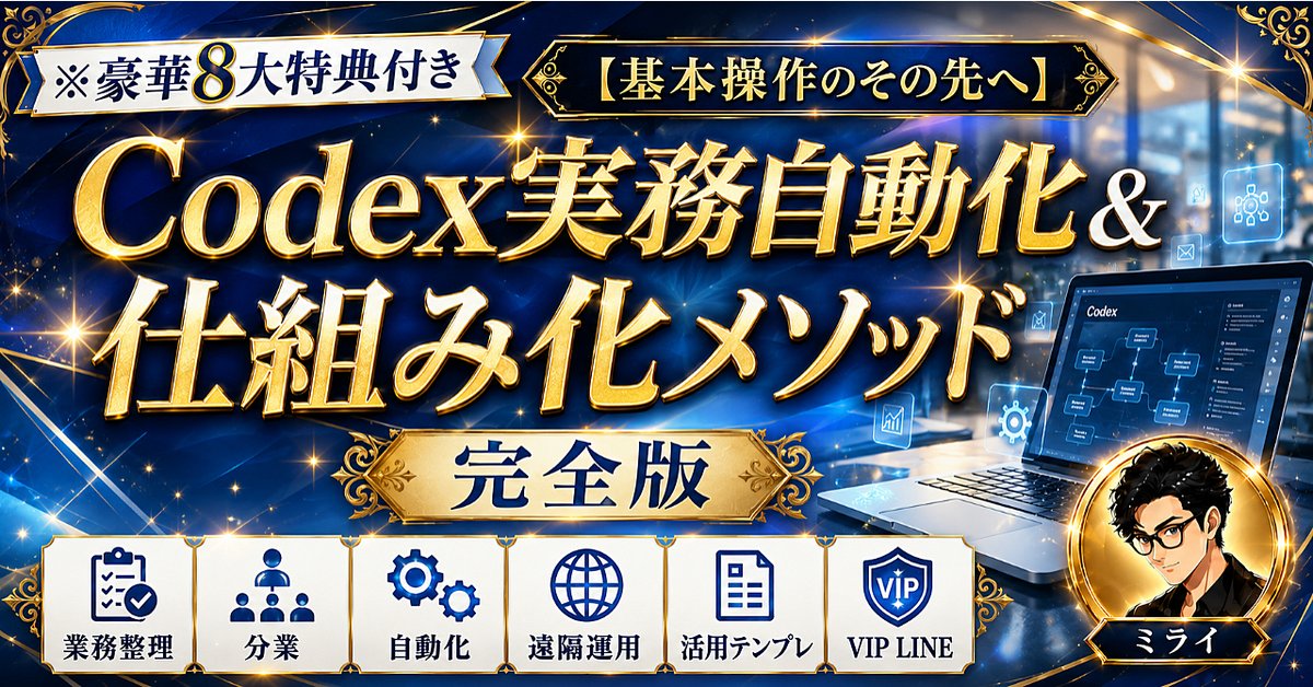 ※豪華8大特典付き【基本操作のその先へ】Codex実務自動化＆仕組み化メソッド完全版（Brainの販売ページ）