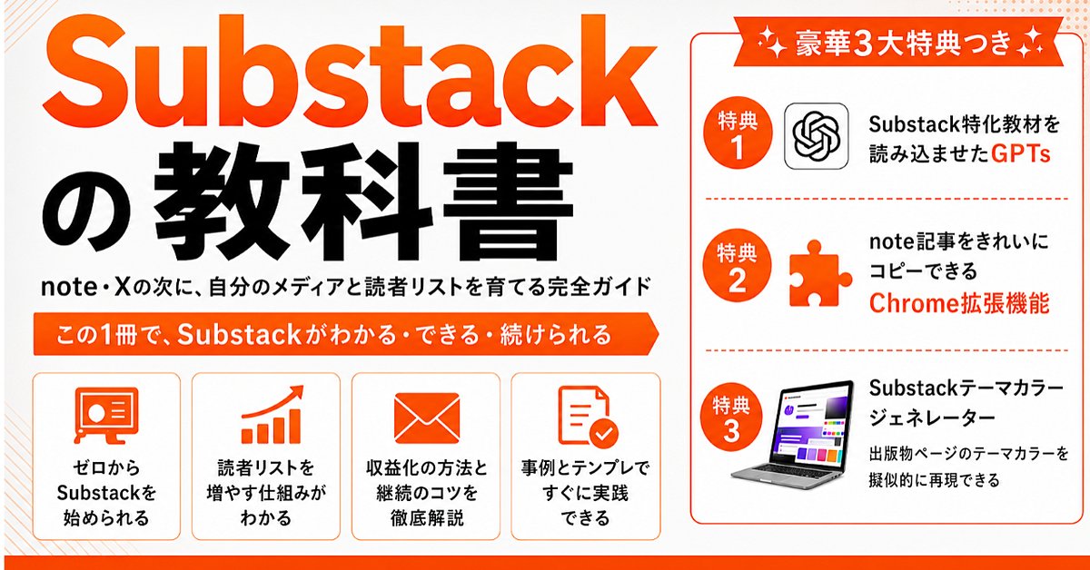 【1231部突破】Substackの教科書
〜購読者3500名フォロワー5500名超え！最も詳しいサブスタ完全ガイド〜（Brainの販売ページ）